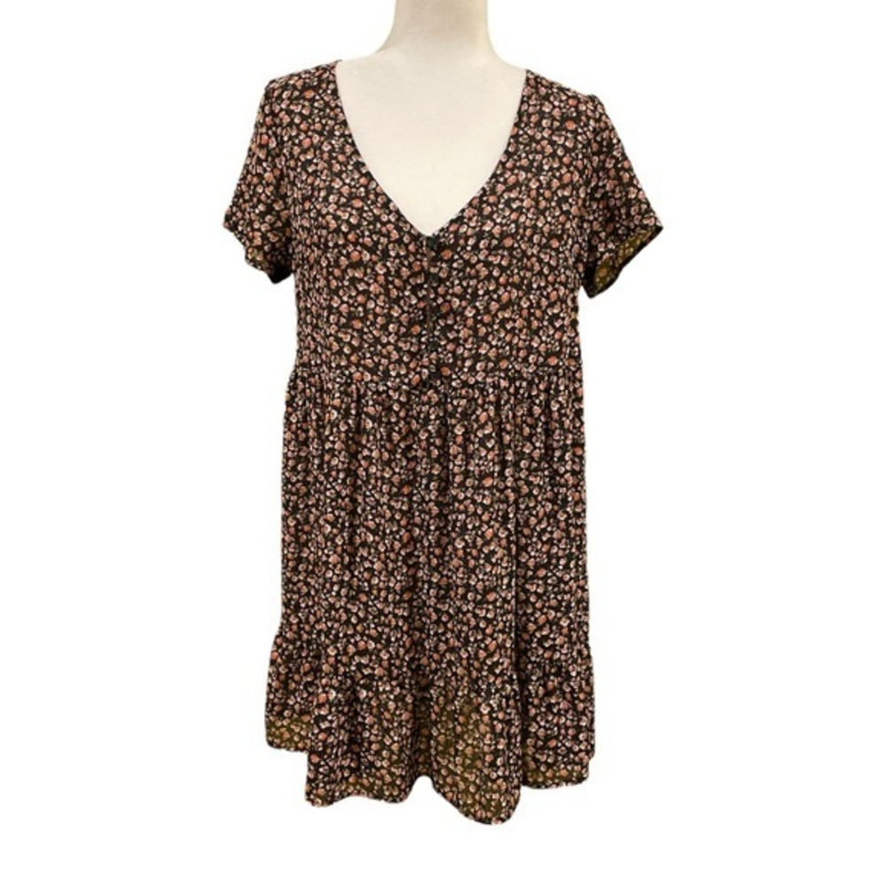 Rokoko Floral‎ Button Front Tiered Dress Medium